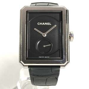 CHANEL H5319 Boyfriend Logo Watch with Leather Strap, Black, for Men and Women